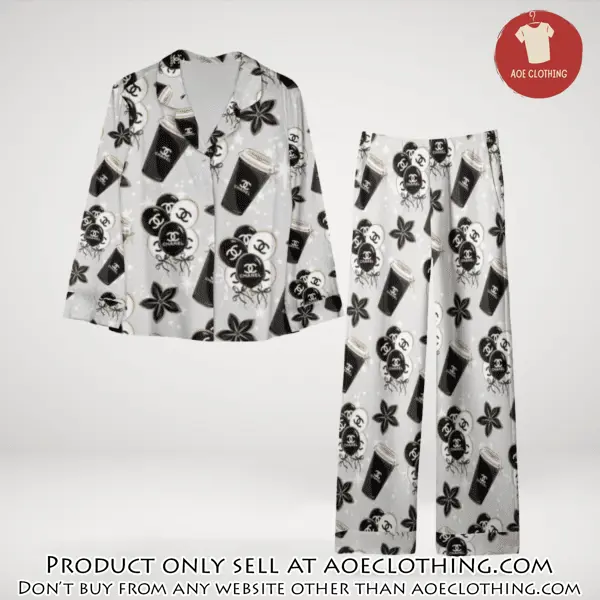 Trending luxury chanel satin pajama set pjs1039 aoe2604494